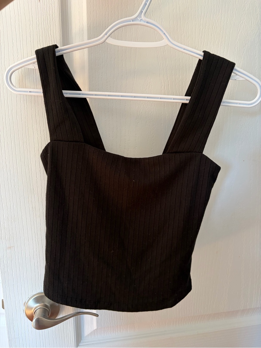 Dynamite Black Ribbed Square-Neck Tank